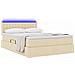 Letto con contenitore e LED con led Crema 140 x 200 cm Tessuto - Foto miniatura 3