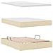 Letto con contenitore e LED con led Crema 140 x 200 cm Tessuto - Foto miniatura 9
