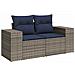 Set di divani 8 pz Grigio e Blu Navy Rattan sintetico e Acciaio - Foto miniatura 3