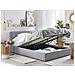 Letto Contenitore In Tessuto Grigio Chiaro 180 X 200 Cm Dreux - Foto miniatura 4