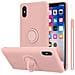 Custodia Compatibile Con Apple Iphone X / Xs In Liquid Rosa - Coperchio Protettivo In Silicone Tpu Flessibile Con Anello - Foto miniatura 1