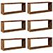 Mensole A Cubo Muro 6 Pz Legno Antico 60x15x23 Cm In Truciolato - Foto miniatura 2