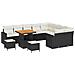 Set di Sofà da Giardino  da 12 Pezzi con Cuscini Nero Polyrattan Acacia, Set da Pranzo  da 3 Pezzi con Cuscini Nero Polyrattan Acacia - Foto miniatura 1