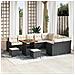 Set di Sofà da Giardino  da 12 Pezzi con Cuscini Nero Polyrattan Acacia, Set da Pranzo  da 3 Pezzi con Cuscini Nero Polyrattan Acacia - Foto miniatura 2