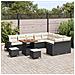 Set di Sofà da Giardino  da 12 Pezzi con Cuscini Nero Polyrattan Acacia, Set da Pranzo  da 3 Pezzi con Cuscini Nero Polyrattan Acacia - Foto miniatura 3