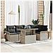 Set Divano da Giardino 6 Pezzi con Cuscini Grigio Chiaro in Polyrattan - Foto miniatura 2