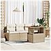 Set Divano da Giardino 5 Pezzi con Cuscini Beige Poly Rattan Acacia, Divano da Giardino 2 Posti con Cuscini Beige Poly Rattan - Foto miniatura 2