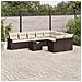 Set Divani da Giardino 10pz con Cuscini in Polyrattan Marrone - Foto miniatura 2
