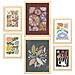Set Di 6 Stampe Stampe Di Fiori Nella Collezione Di Stampe Etniche, Estetica Decorativa Per La Stampa Artistica Da Parete Per La Casa A3 & A4 Telaio In Legno Chiaro - Foto miniatura 1