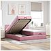 Struttura Letto Pouf con Materassi Rosa 160x200 cm Velluto - Foto miniatura 2