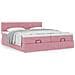 Struttura Letto Pouf con Materassi Rosa 160x200 cm Velluto - Foto miniatura 4