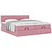Struttura Letto Pouf con Materassi Rosa 160x200 cm Velluto - Foto miniatura 5