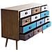 Mobile Con 12 Cassetti In Legno Di Pino Multicolor 120x35,5xh67 Cm Canada - Foto miniatura 2