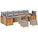 Set da giardino con cuscini beige poly rattan acacia da 10 pezzi , Divano da giardino con cuscini beige poly rattan da 2 posti , Set da pranzo da giardino con cuscini beige poly rattan acacia da 3 pezzi - Foto miniatura 1