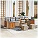 Set da giardino con cuscini beige poly rattan acacia da 10 pezzi , Divano da giardino con cuscini beige poly rattan da 2 posti , Set da pranzo da giardino con cuscini beige poly rattan acacia da 3 pezzi - Foto miniatura 2