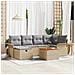 Set di divani da giardino  7 pezzi con cuscini beige in polirattan, Divano da giardino  2 posti con spazio di stoccaggio e cuscini beige in polirattan - Foto miniatura 2