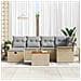 Set di divani da giardino  7 pezzi con cuscini beige in polirattan, Divano da giardino  2 posti con spazio di stoccaggio e cuscini beige in polirattan - Foto miniatura 3
