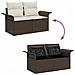 Set Divano da Giardino  5 Pezzi con Cuscini Marrone Poly Rattan, Divano da Giardino  2 Posti con Spazio di Stoccaggio e Cuscini Marrone Poly Rattan - Foto miniatura 5