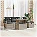 Set Divano da Giardino 6 Pezzi con Cuscini Grigio Chiaro in Polyrattan,  Divano da Giardino 2 Posti con Cuscini Grigio in Polyrattan - Foto miniatura 2