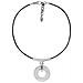 Girocollo In Pelle Nera Con Pendente A Cerchio Placcato Argento - Foto miniatura 1