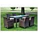 Set da Pranzo da Giardino 7 pz con Cuscini Polyrattan Marrone - Foto miniatura 2