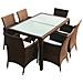 Set da Pranzo da Giardino 7 pz con Cuscini Polyrattan Marrone - Foto miniatura 1
