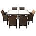 Set da Pranzo da Giardino 7 pz con Cuscini Polyrattan Marrone - Foto miniatura 4