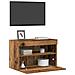 Armadi da muro per TV  con luci LED 2 pezzi in legno antico 60x30x40 cm - Foto miniatura 8