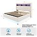 Letto Imbottito Led 180x200cm, Letto Contenitore Con Connessione Di Ricarica Usb E Spazio Di Archiviazione Idraulico, Tessuto Di Lino, Beige - Foto miniatura 4