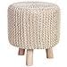 Sgabello In Cotone Intrecciato E Legno Giallo 35x35x44h Cm - Foto miniatura 1
