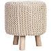 Sgabello In Cotone Intrecciato E Legno Giallo 35x35x44h Cm - Foto miniatura 2