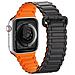 Cinturino (versione Armor) Per Apple Watch Se, 9, 8, 7, 6, 5, 4, 3, 2, 1 (41, 40, 38 Mm) Bracciale In Silicone Magnetico Nero /arancione - Foto miniatura 2