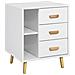 Comodino Piccolo Tavolino Divano Con 3 Cassetti Comodino Bianco Comodini L48*p40*a60cm Fbt95-w - Foto miniatura 1