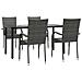 Set Da Pranzo Da Giardino 5 Pz Grigio In Polyrattan - Foto miniatura 3