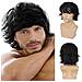 Parrucca Da Uomo Capelli Corti E Ricci Con Frangia Laterale Black - Foto miniatura 1