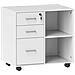 Cassettiera Portadocumenti da Ufficio con 3 Cassetti, Ruote, Serratura e Chiavi, 60x40x56 cm, Bianco - Foto miniatura 1