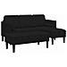 Divano da Giardino  con Panchina e Cuscini a Forma di L in Velluto Nero, Divano a 3 posti  con Chaise L profondità 160 cm in Velluto Nero, Panchina  nera 113x57x39 cm in Velluto - Foto miniatura 1