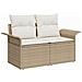Set di divani da giardino  7 pezzi con cuscini beige in polyrattan, Divano da giardino  per 2 persone con spazio di stoccaggio e cuscini beige in polyrattan - Foto miniatura 4
