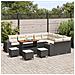 Set di Sofà da Giardino  da 13 Pezzi con Cuscini Nero Rattan Poliestere, Set da Pranzo da Giardino  da 4 Pezzi con Cuscini Nero Rattan Poliestere - Foto miniatura 3