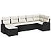 Set divano da giardino in 7 pezzi con cuscini in rattan nero - Foto miniatura 1