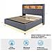 Letto Imbottito Led 180x200cm, Letto Contenitore Con Connessione Di Ricarica Usb E Spazio Di Archiviazione Idraulico, Tessuto Di Lino, Grigio - Foto miniatura 2