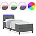 Letto a molle con materasso Grigio scuro 80 x 200 cm Tessuto - Foto miniatura 4