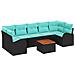 Set Divano da Giardino 8 pcs Nero e Turchese polyrattan - Foto miniatura 1