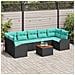 Set Divano da Giardino 8 pcs Nero e Turchese polyrattan - Foto miniatura 2