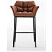 Sgabello Alto Bar DAMASO in Similpelle - Sedia Sgabello con Braccioli e Schienale Imbottiti e Poggiapiedi l Sgabello Fisso Bar Cucina Pub in Acciaio - H 83 cm Marrone Chiaro Nero - Foto miniatura 2