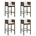 Sgabelli Da Bar 4 Pz Con Cuscini Marroni In Polyrattan - Foto miniatura 2