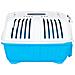 Trasportino Per Animali Bianco E Blu 48x31,5x33cm Polipropilene - Foto miniatura 6