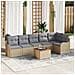 Set di Divani da Giardino  7 Pezzi con Cuscini Beige Polyrattan Acacia, Divano da Giardino 2 Posti  con Cuscini Beige Polyrattan - Foto miniatura 2
