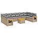 Set Divani da Giardino 11 pz con Cuscini Beige in Polyrattan - Foto miniatura 1