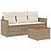 Set Divano da Giardino 4 pz con Cuscini Beige in Polyrattan - Foto miniatura 1